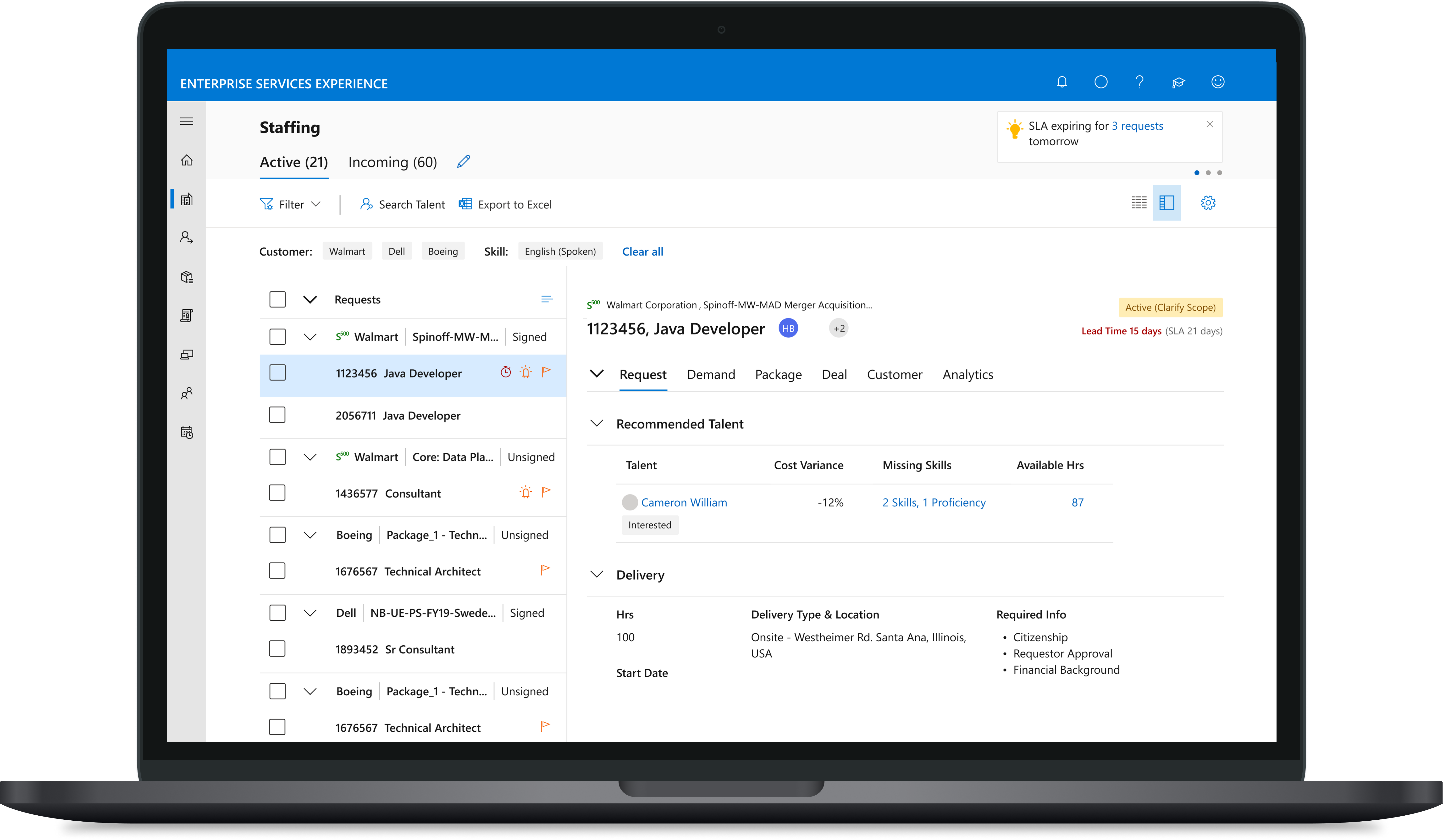 Resource Manager Workbench, dashboard overview